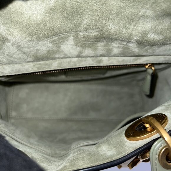 Christian Dior Green Crinkled Patent Cannage Lucky Badges My Lady Dior Bag - Picture 9 of 12